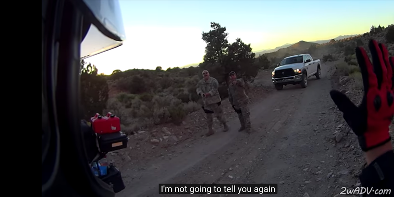 Gun-wielding “camo dudes” in an encounter recorded by the YouTube channel MacADVentures.